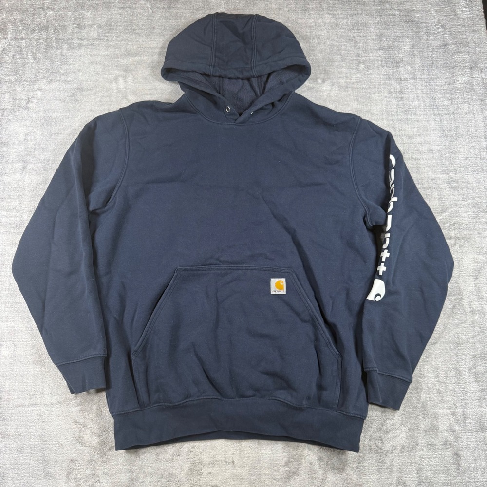 Carhartt Sweatshirt Mens Large Blue Loose Fit Sleeve Logo Pullover Workwear